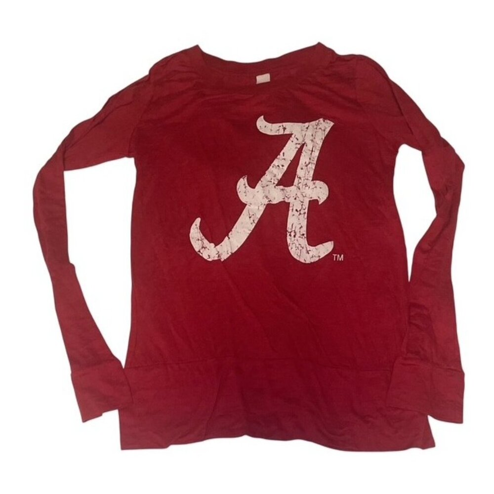 Alabama Crimson Tide Long Sleeve Shirt Small Red NCAA Distressed Logo USA